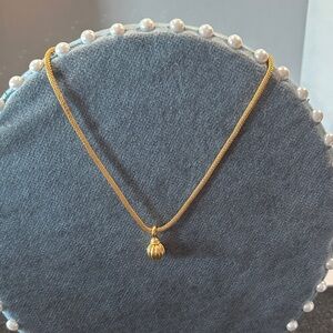 Gold Tone Pendant Necklace for Women - Elegant Shell Charm